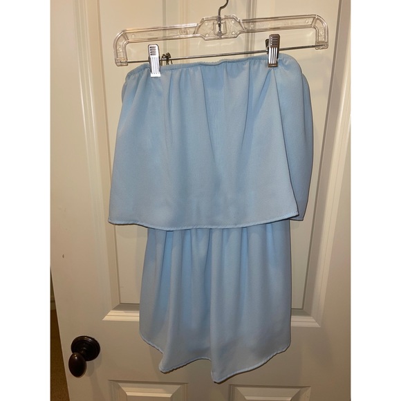 Light Blue Strapless Romper - Picture 2 of 5